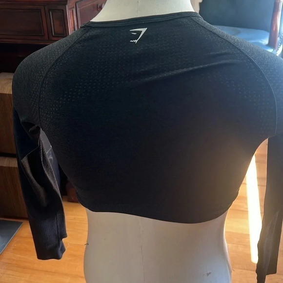 Gymshark Vital Seamless 2.0 Long Sleeve Crop Top Size M Black - Picture 3 of 4